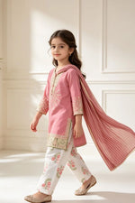 Motif Kids Embroidered Raw Silk Suit-714