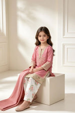Motif Kids Embroidered Raw Silk Suit-714