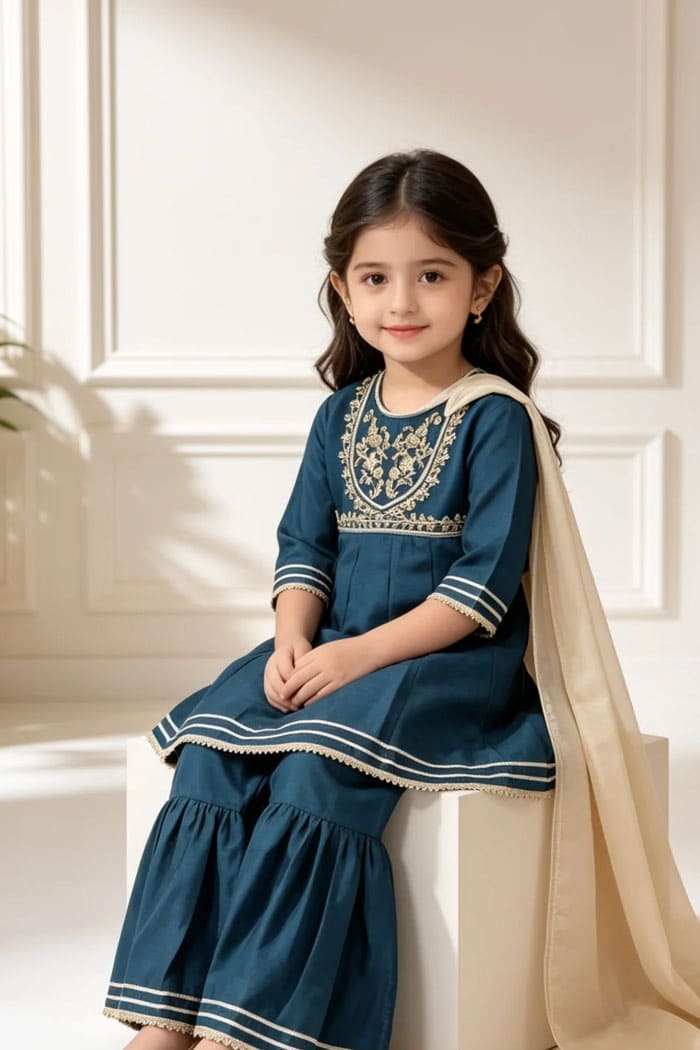 Motif Kids Embroidered Suit-26340