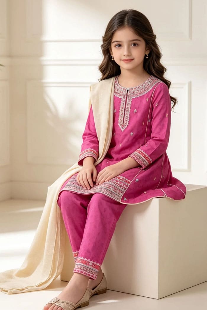 Motif Kids Embroidered Suit-26415