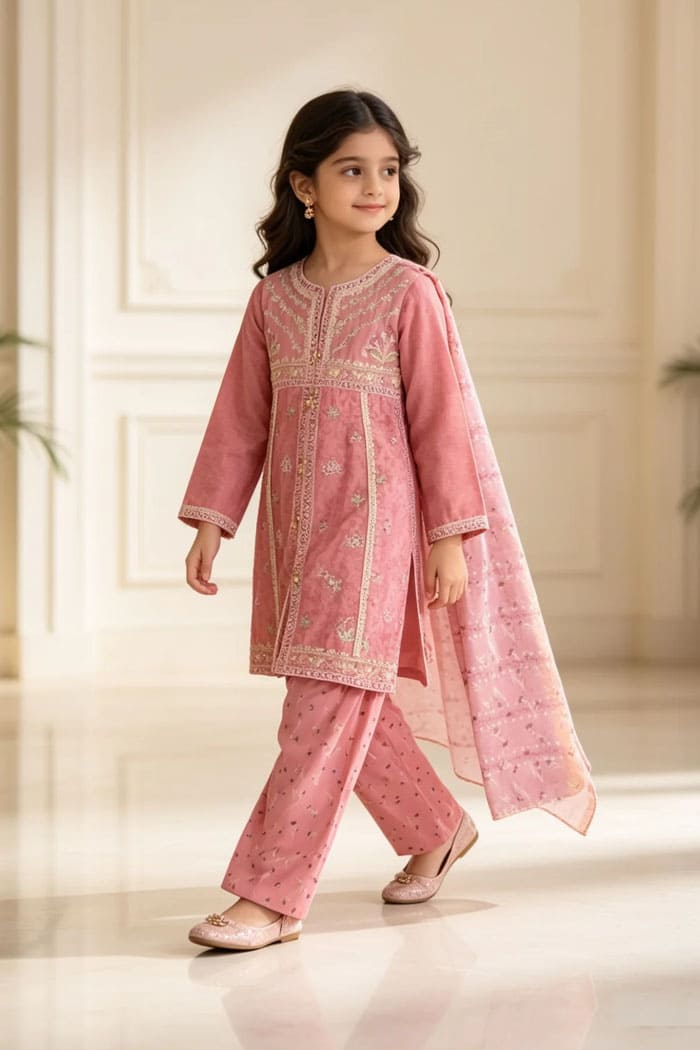 Motif Kids Embroidered Suit-26508