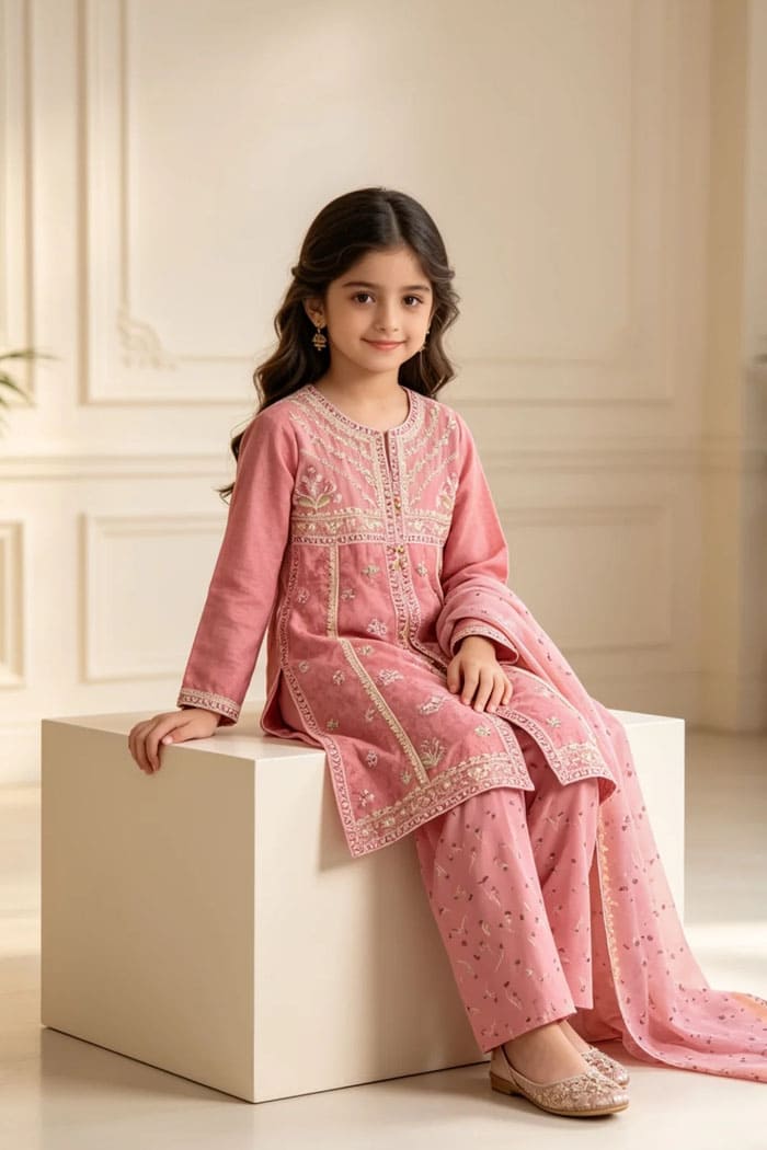 Motif Kids Embroidered Suit-26508