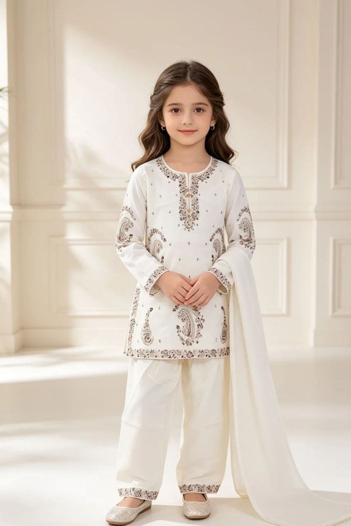Motif Kids Embroidered Viscose Suit-739