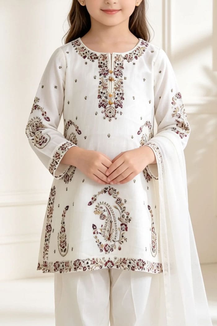 Motif Kids Embroidered Viscose Suit-739