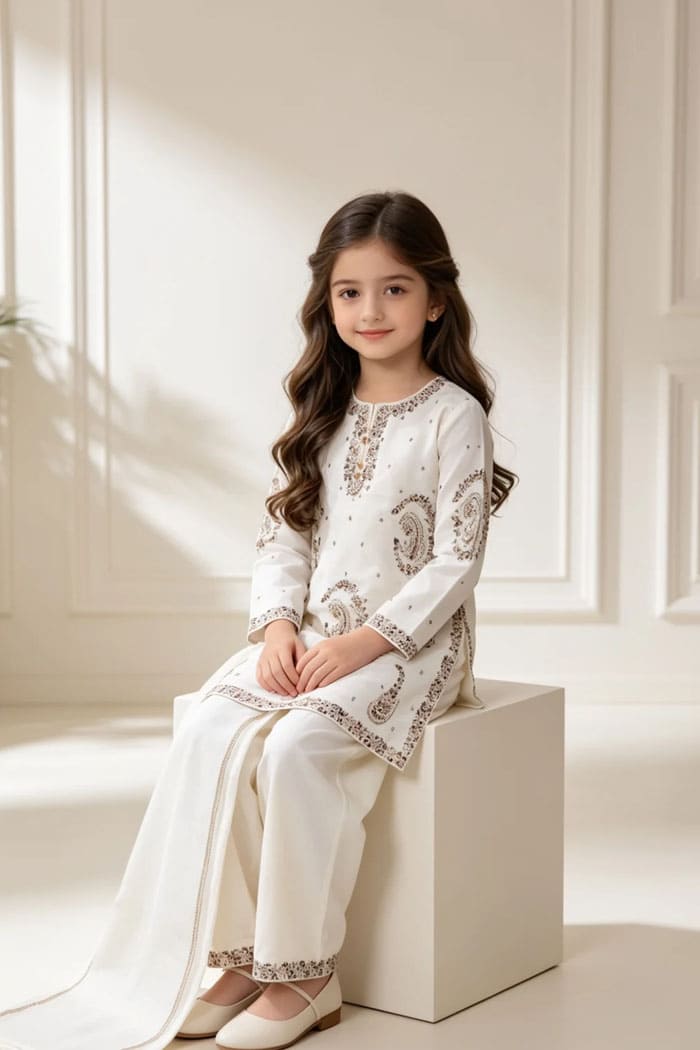 Motif Kids Embroidered Viscose Suit-739