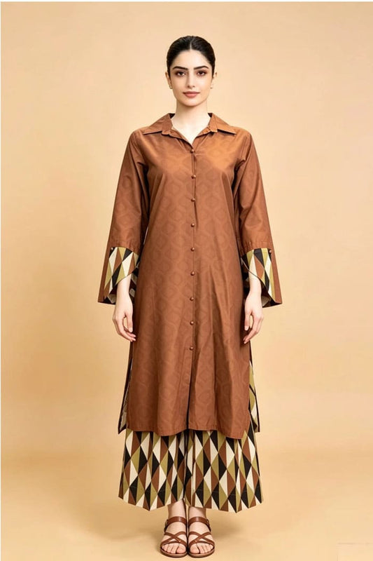 Motif Printed Cambric Suit-009