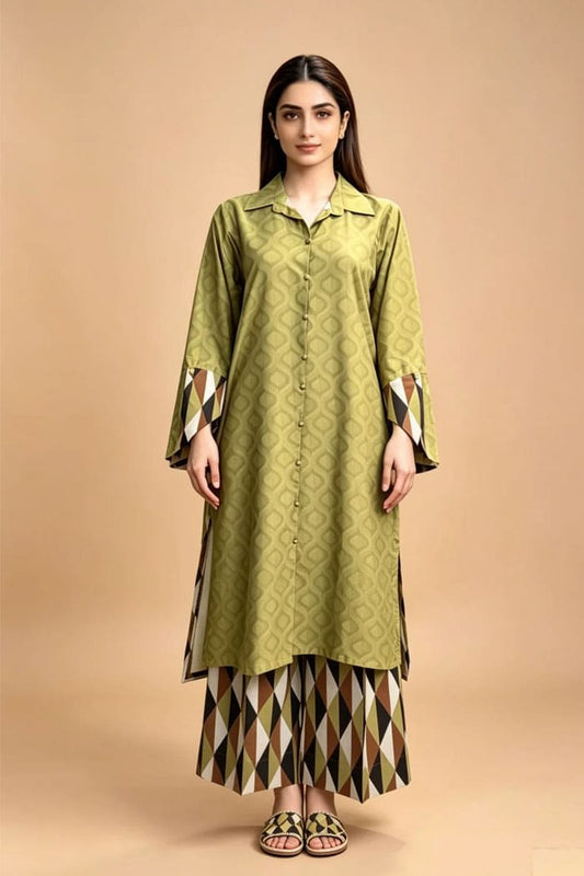 Motif Printed Cambric Suit-009