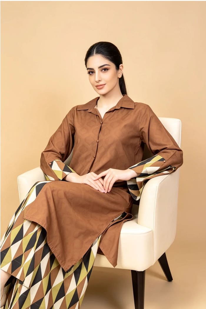 Motif Printed Cambric Suit-009