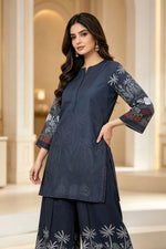 Motif Printed Raw Silk Suit-057