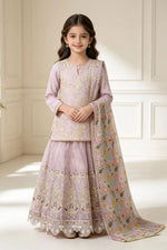 Motif Girls Embroidered suit-642