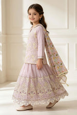 Motif Girls Embroidered suit-642