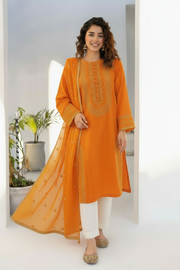 Motif Lawn Embroidered Suit