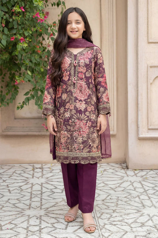 Motif Girls Munar Embroidered suit-683