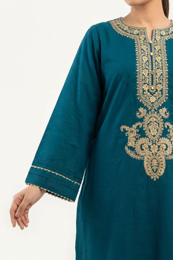 Motif Solid Embroidered Kurta-069