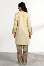 Motif Raw Silk Printed Co-ord Set-060