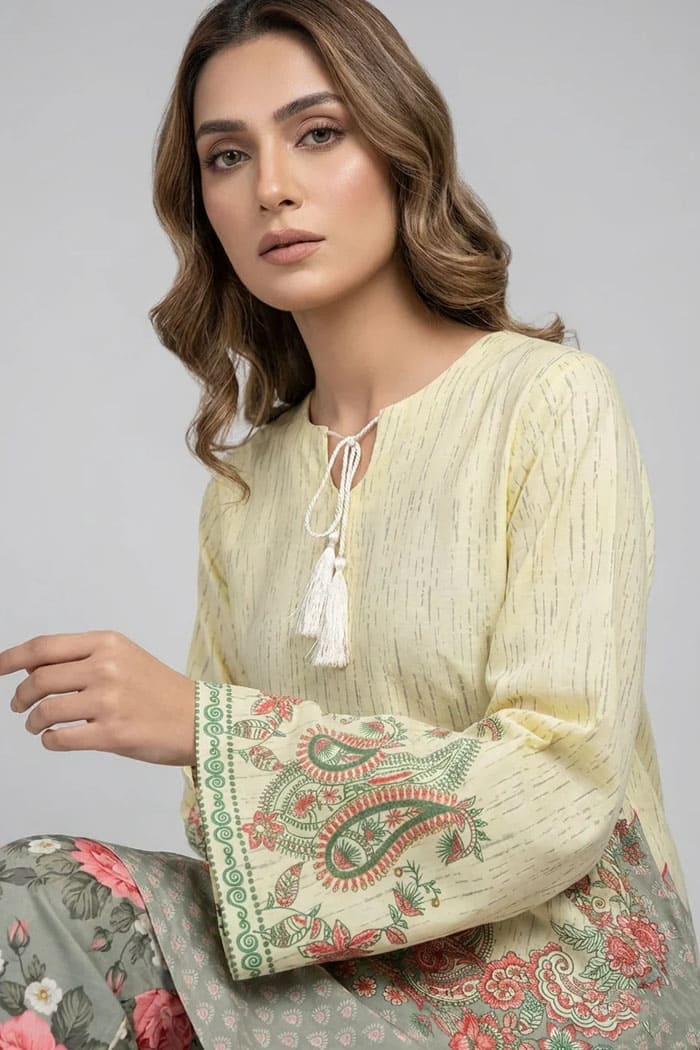 Motif Raw Silk Printed Co-ord Set-060
