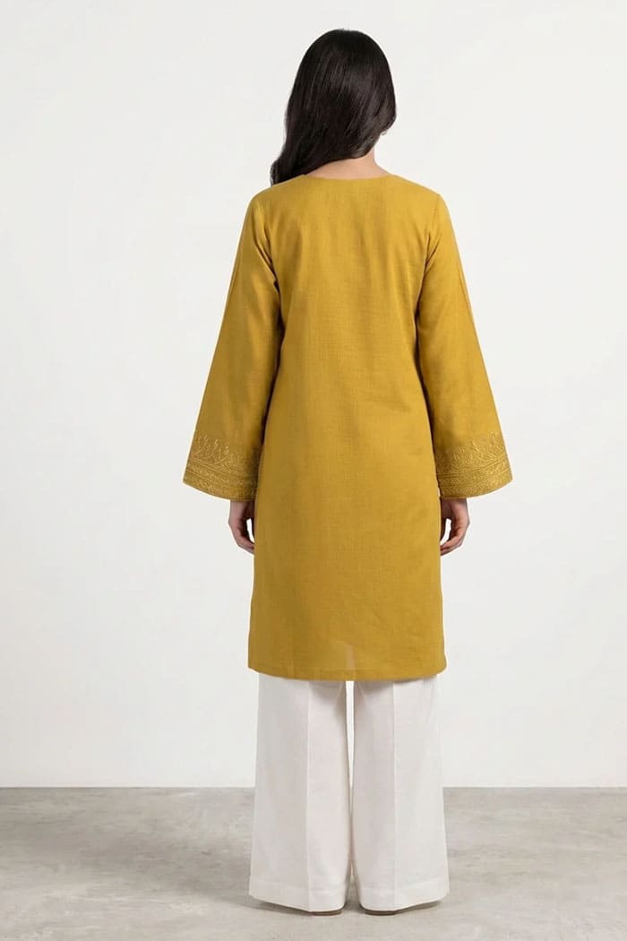 Motif Solid Embroidered Kurta-058