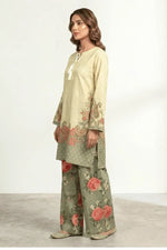 Motif Raw Silk Printed Co-ord Set-060