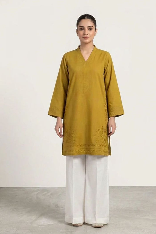 Motif Solid Embroidered Kurta-058