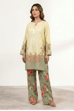 Motif Raw Silk Printed Co-ord Set-060