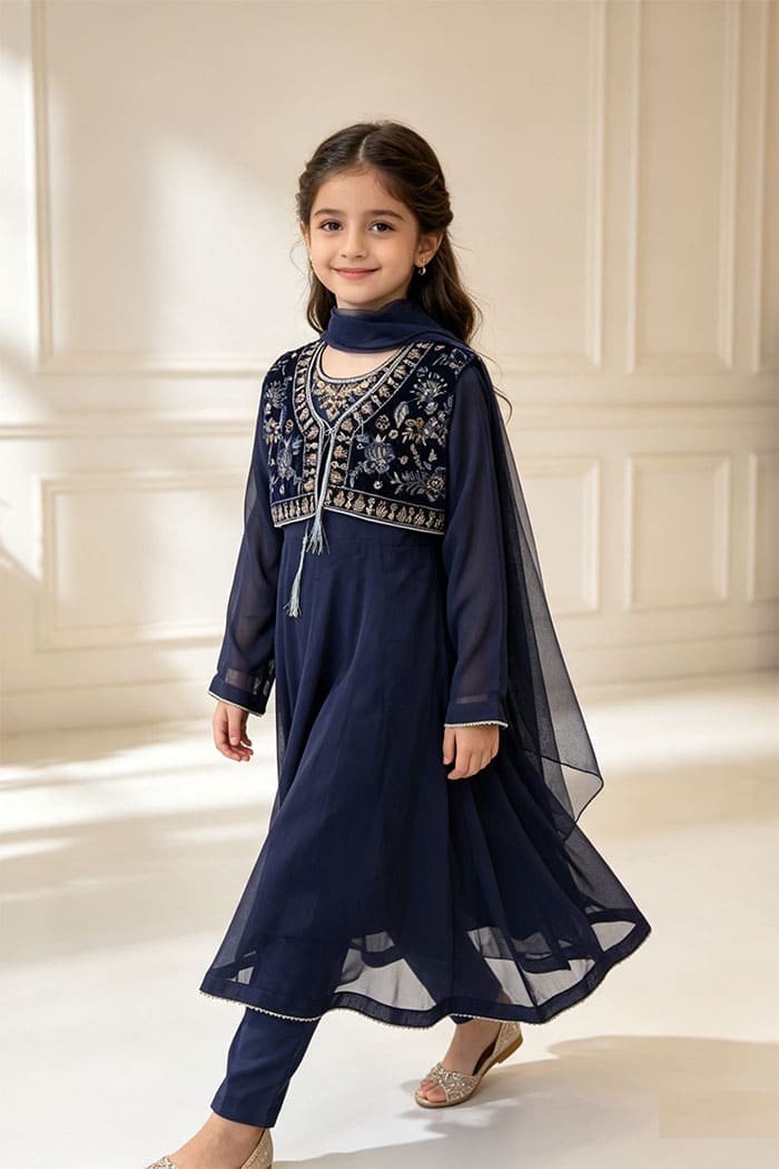 Motif Kids Embroidered Suit-037