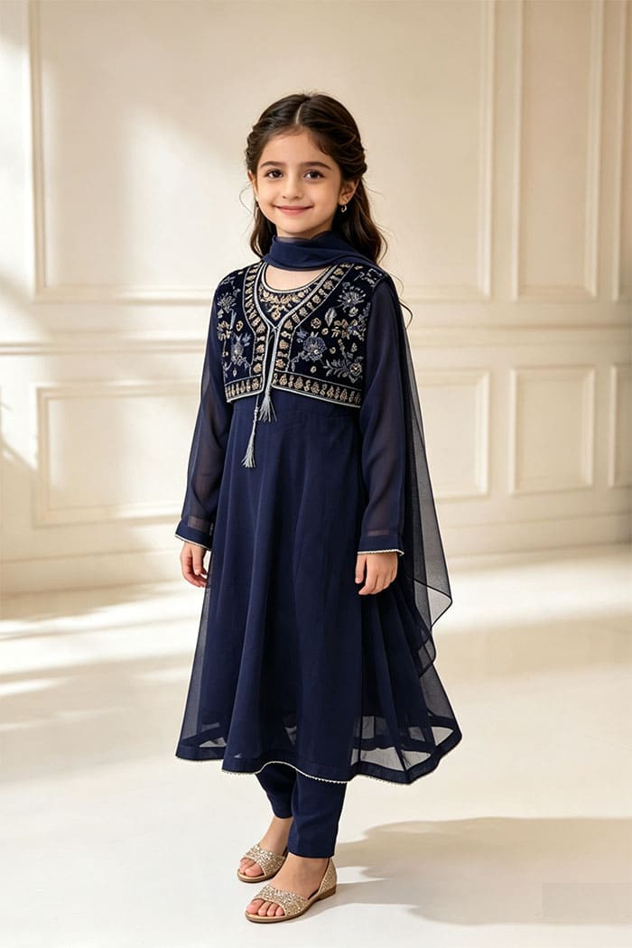 Motif Kids Embroidered Suit-037