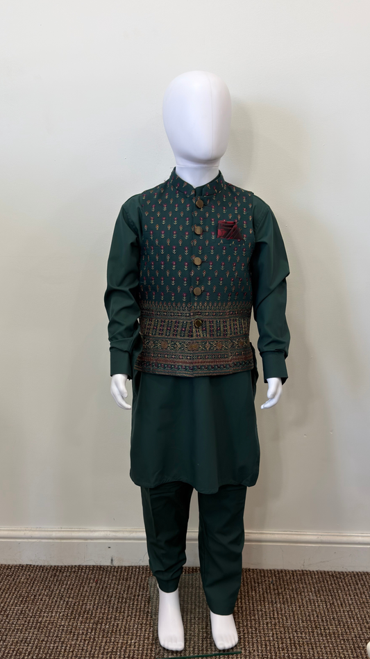 Motif Boys Waistcoat Suit-3429
