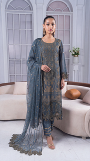 Motif Jacquard Embroidered Suit-3996