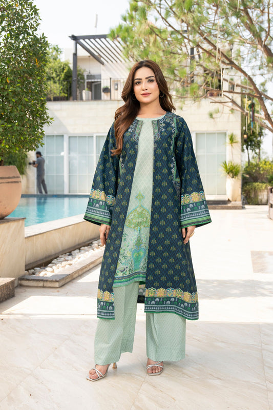 Motif Printed Cambric Suit-006