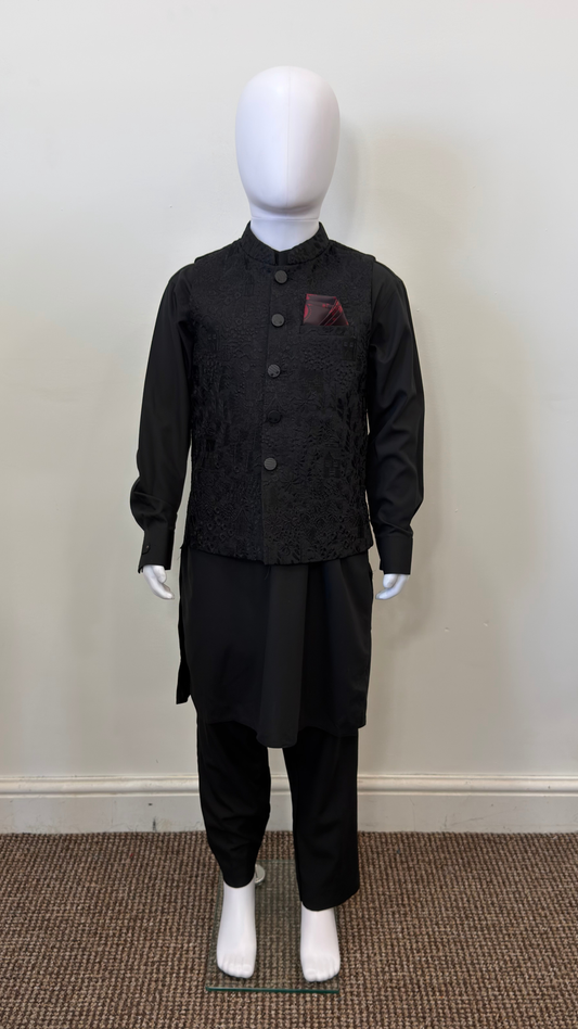 Motif Boys Waistcoat Suit-3404
