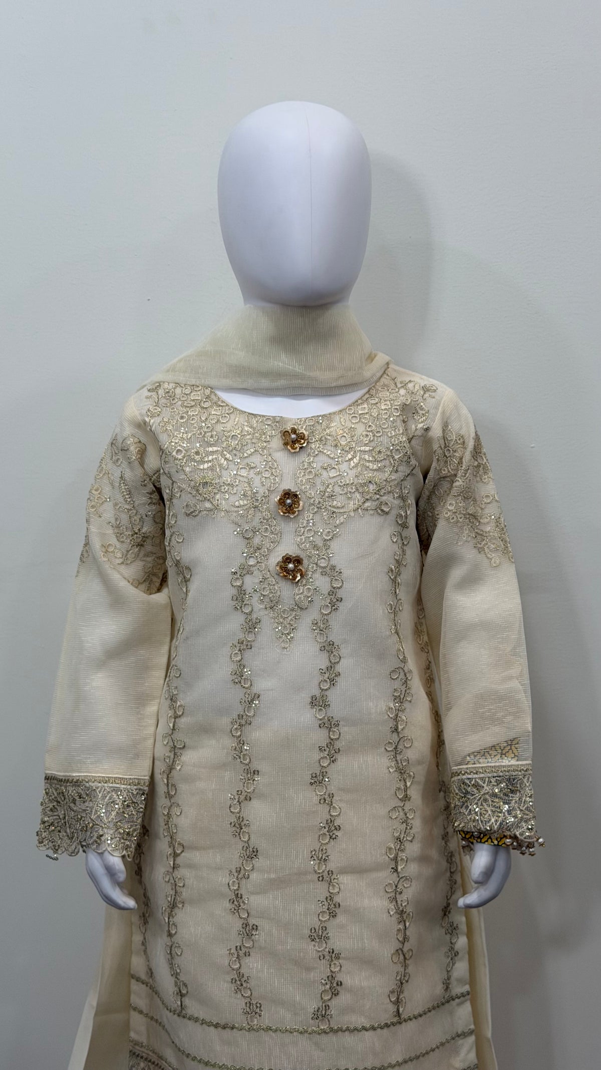 Motif Girls Cotton Embroidered Suit-676