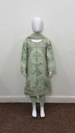 Motif Girls Cotton Embroidered Suit-681