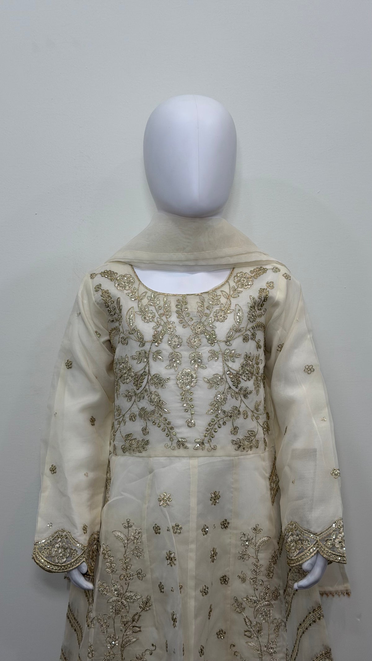 Motif Girls Organza Embroidered Suit-682