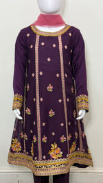 Motif Girls Chiffon Embroidered Suit-040