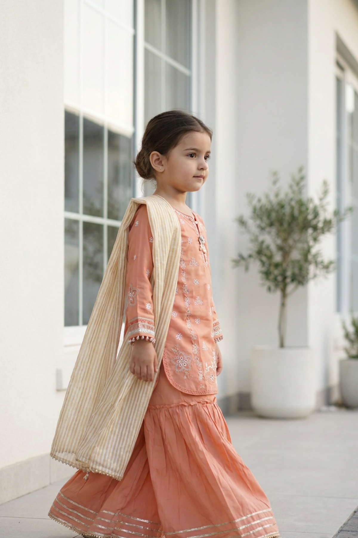 Motif Girls Embroidered Viscose Suit-693