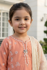 Motif Girls Embroidered Viscose Suit-693