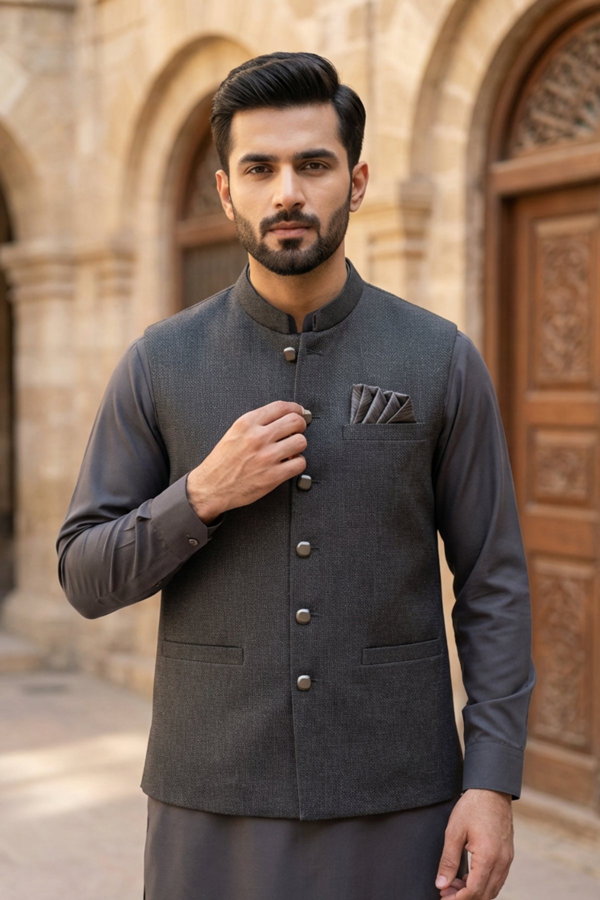 Motif Men's Waistcoat-8068
