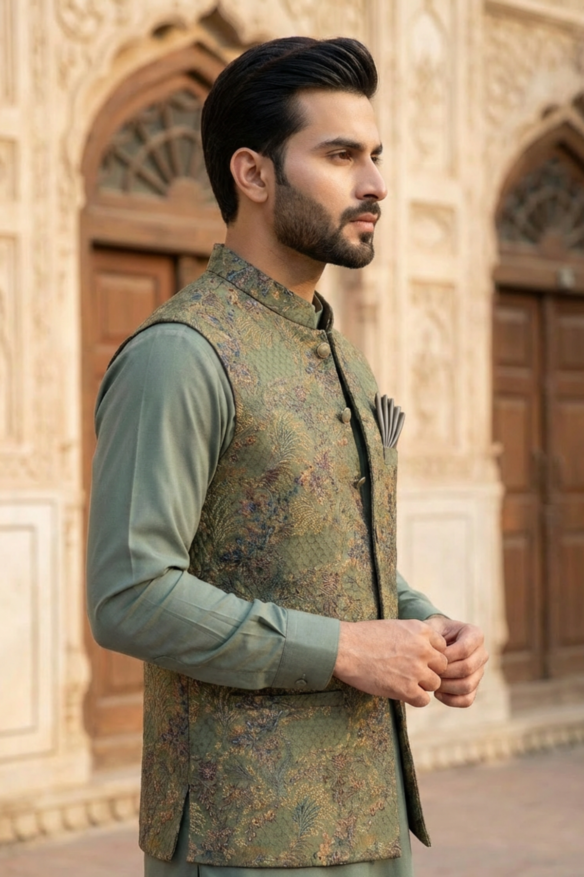 Motif Men's Waistcoat-3064