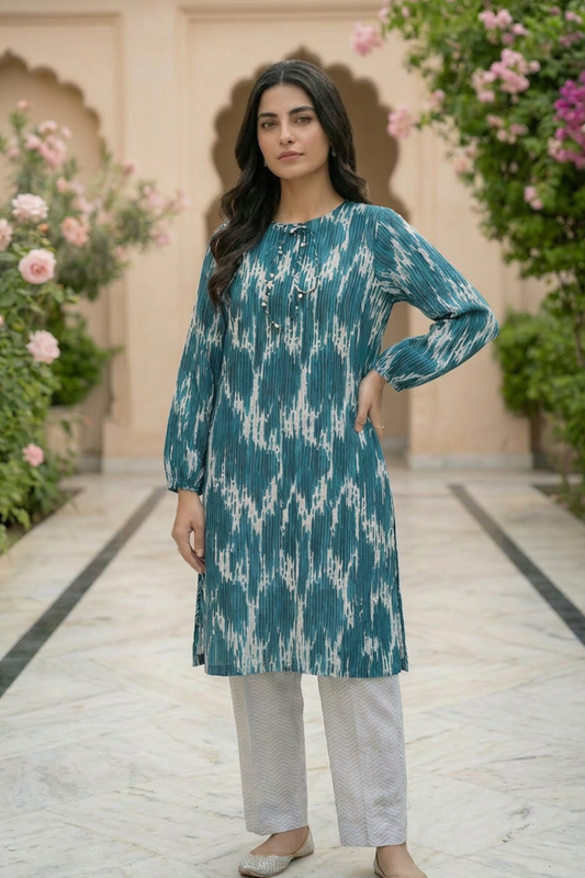Motif Printed Cambric Suit-027
