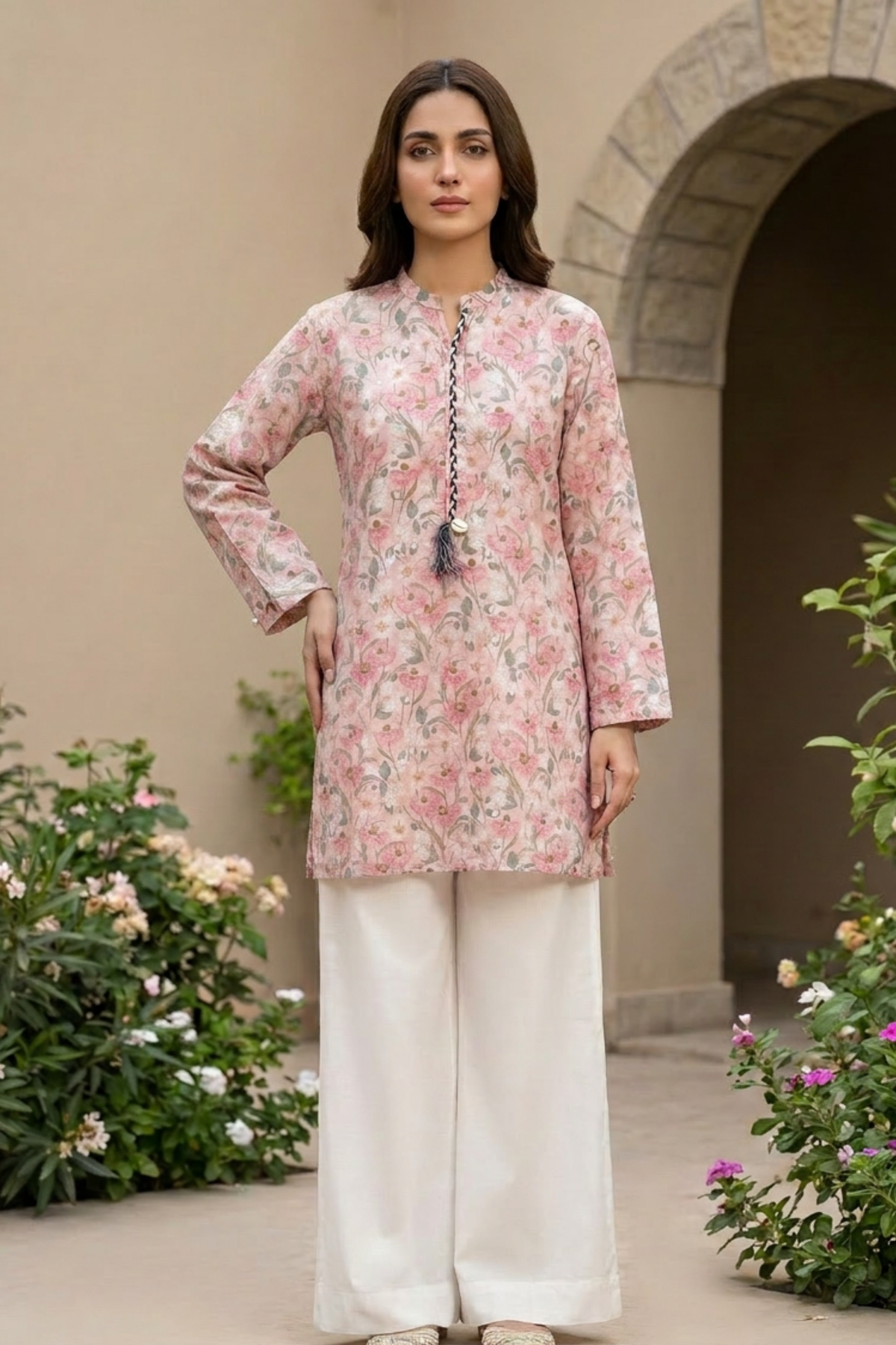 Motif Printed Cambric Suit-011