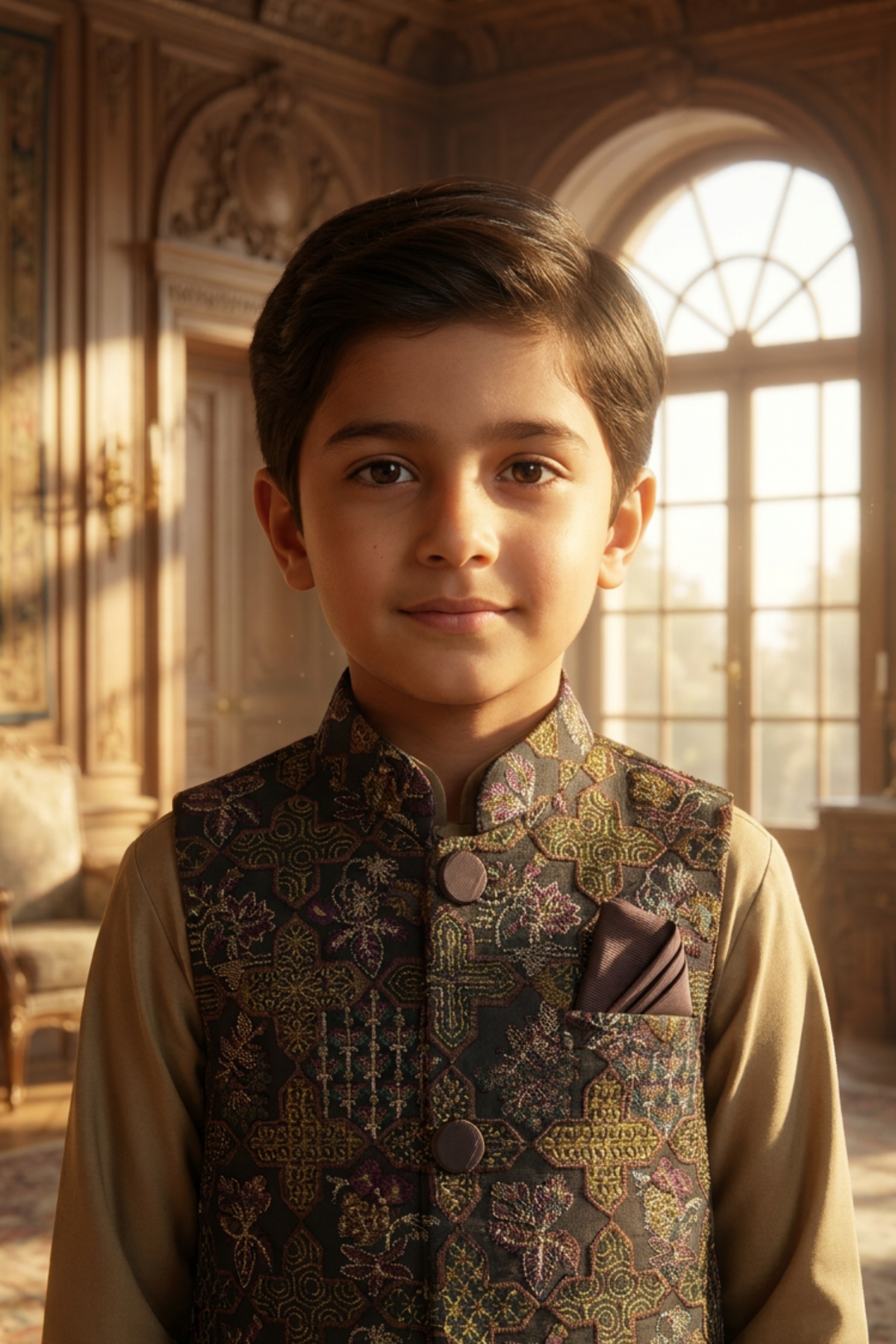 Motif Boys Waistcoat Suit-3640