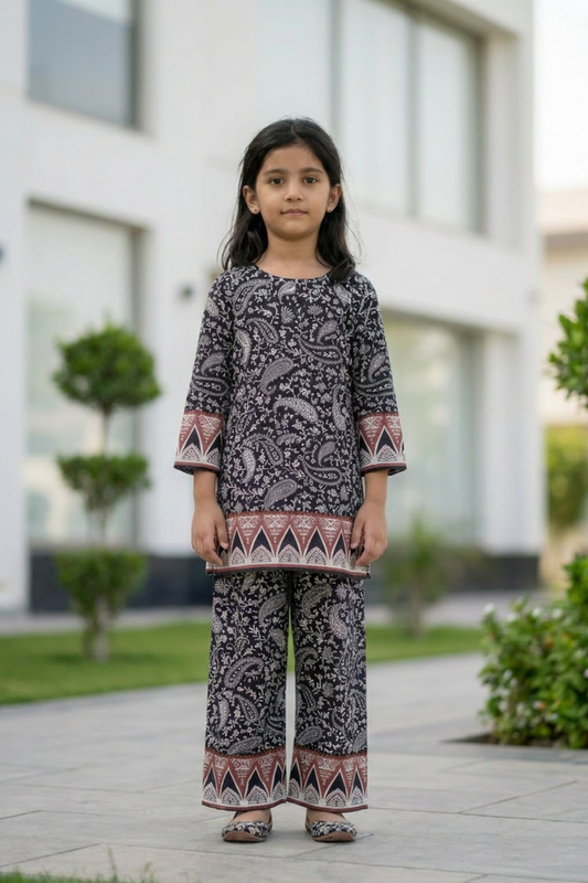 Motif Kids Printed Lawn Co-Ord Set-006