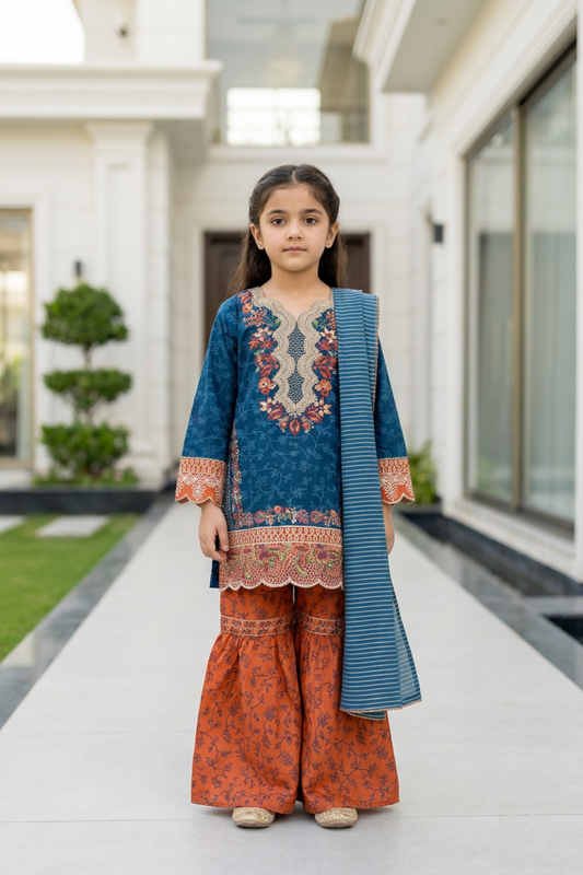 Motif Kids Printed EMB Suit-26514