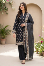 Motif Lawn Printed Suit-020