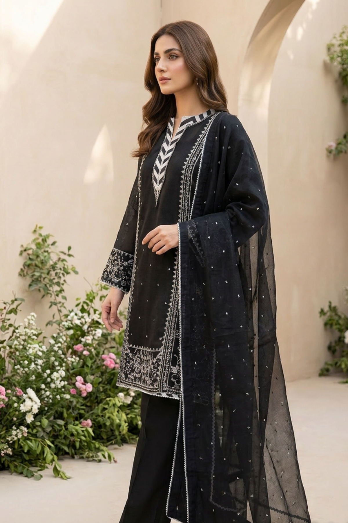 Motif Khaddi Net Embroidered Suit-002