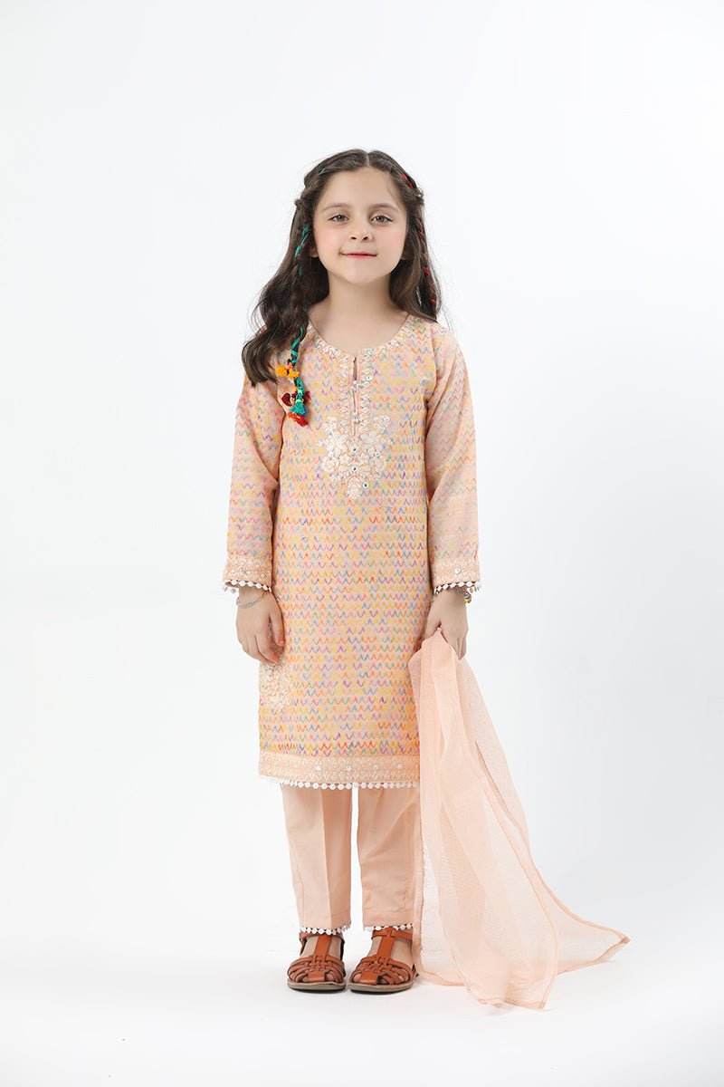 Motif Girls Lawn Embroidered Suit