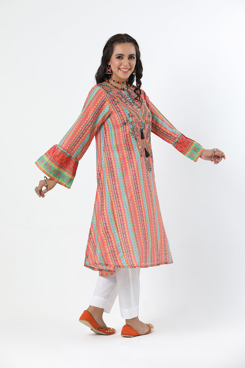 Motif Lawn Embroidered Frock