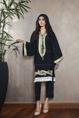 Motif Jute Embroidered Suit.