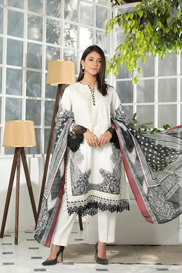 Motif Cotton Net Embroidered Suit