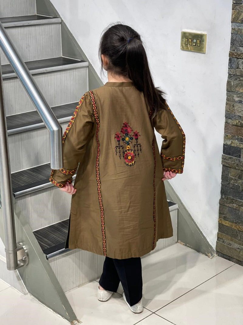 Girls Cambric Embroidered Suit